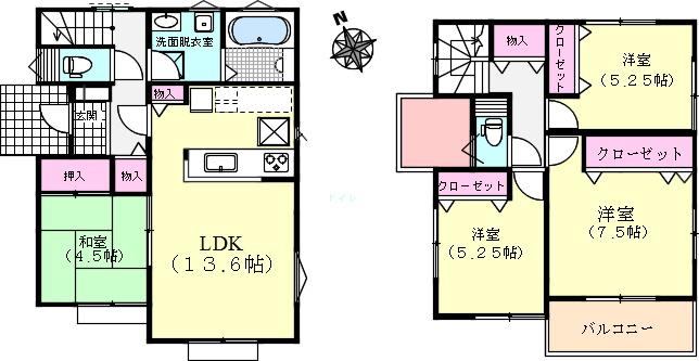 Building plan example (floor plan). Building plan example (No. 2 Ward) 4LDK, Land price 42 million yen, Land area 202.97 sq m , Building price 14 million yen, Building area 91.71 sq m