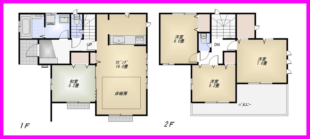 Floor plan. (1 Building), Price 37,800,000 yen, 4LDK, Land area 108.76 sq m , Building area 95.64 sq m