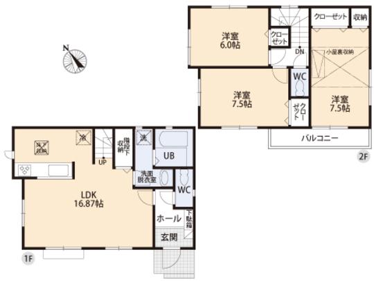 Floor plan. 41,800,000 yen, 3LDK, Land area 98.56 sq m , Building area 86.73 sq m floor plan