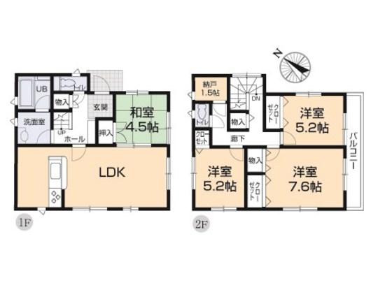 Floor plan. 30,800,000 yen, 4LDK, Land area 100.09 sq m , Building area 95.98 sq m floor plan