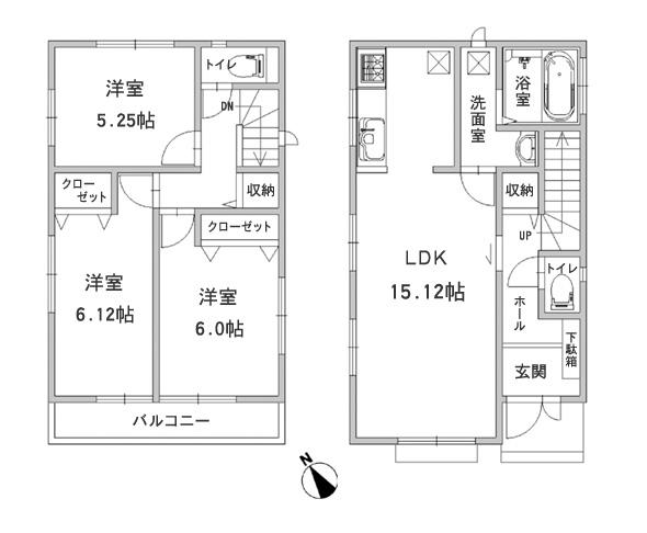 Floor plan. (Building 2), Price 28.8 million yen, 3LDK, Land area 104.8 sq m , Building area 80.32 sq m