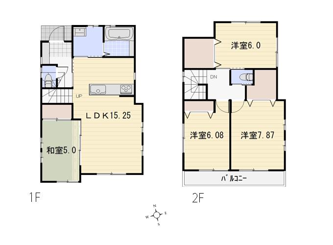 Other building plan example. Building plan example (E No. land) Building price 11 million yen, Building area 93.75 sq m