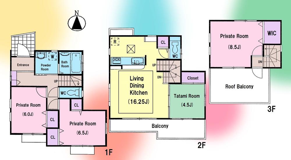 Floor plan. 47,800,000 yen, 4LDK, Land area 100.49 sq m , Building area 100.44 sq m ● 4LDK + roof balcony of the house