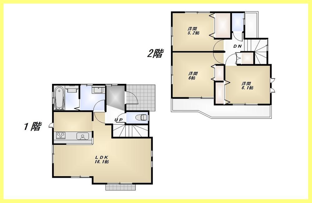 Floor plan. (3 Building), Price 38,400,000 yen, 3LDK, Land area 101.87 sq m , Building area 81.44 sq m