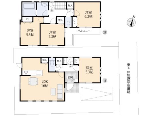 Floor plan. 40,800,000 yen, 4LDK, Land area 110.9 sq m , Building area 87.66 sq m floor plan