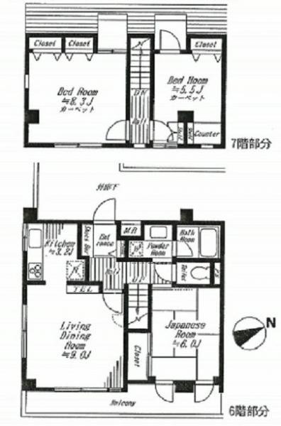 Floor plan. 3LDK, Price 31,800,000 yen, Occupied area 76.85 sq m , Balcony area 8.66 sq m