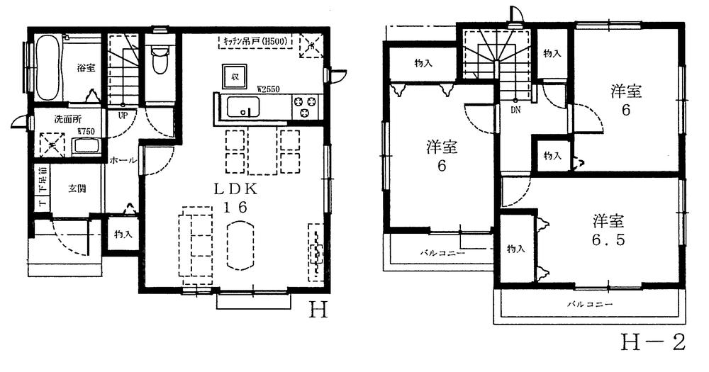 Floor plan. (H Building), Price 28.8 million yen, 3LDK, Land area 107.65 sq m , Building area 84.04 sq m
