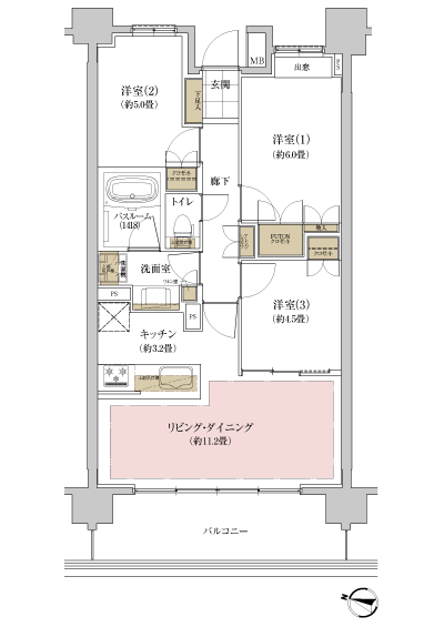 Floor: 3LDK, occupied area: 66.01 sq m, Price: 37.5 million yen ・ 38,500,000 yen, now on sale