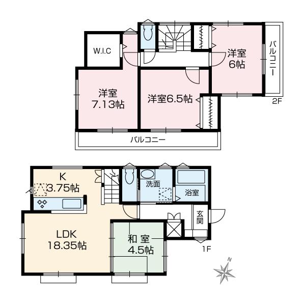Building plan example (floor plan). Building plan example (7 Building) 4LDK, Land price 25,200,000 yen, Land area 118.03 sq m , Building price 12.6 million yen, Building area 92.56 sq m