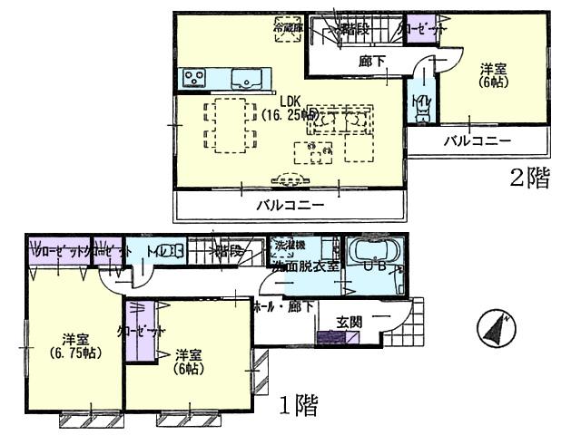 Building plan example (floor plan). Building plan example (B No. compartment) 3LDK, Land price 28.8 million yen, Land area 110.9 sq m , Building price 12 million yen, Building area 87.66 sq m