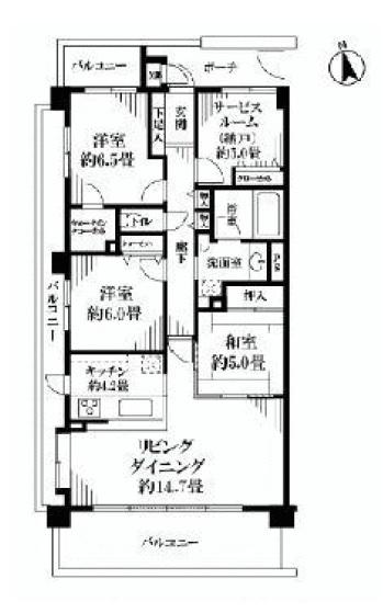 Floor plan. 3LDK + S (storeroom), Price 24,900,000 yen, Footprint 93.5 sq m , Balcony area 31.2 sq m