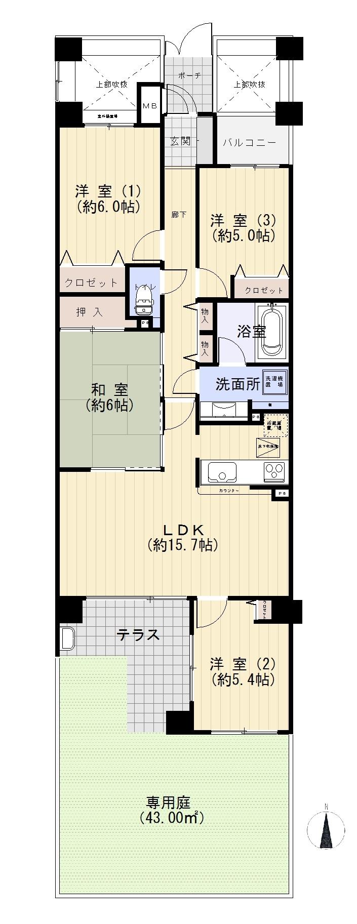 Floor plan. 4LDK, Price 17.8 million yen, Occupied area 83.49 sq m , Balcony area 2.46 sq m private garden ・ 4LDK with a private porch