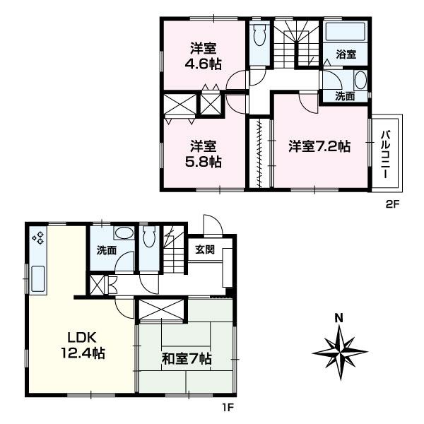 Floor plan. 26,800,000 yen, 4LDK, Land area 100.05 sq m , Building area 97.71 sq m