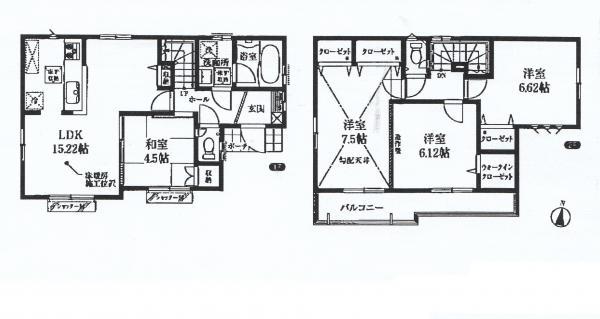 Floor plan. 51,200,000 yen, 4LDK, Land area 120.52 sq m , Building area 95.18 sq m