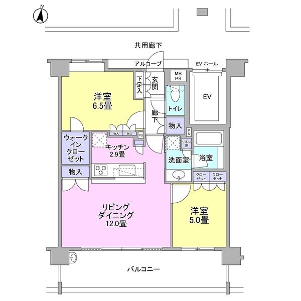Floor plan. 2LDK, Price 19,800,000 yen, Occupied area 60.88 sq m , Balcony area 16.2 sq m