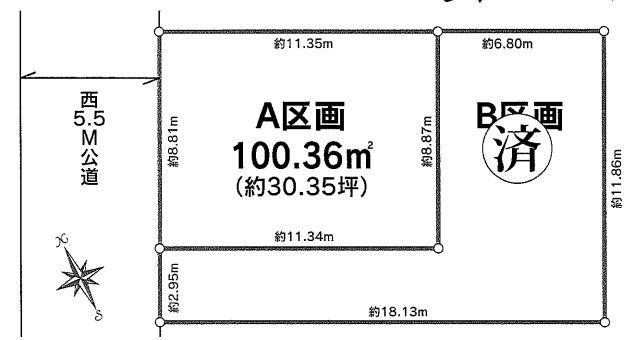 Compartment figure. Land price 35,800,000 yen, Land area 100.36 sq m