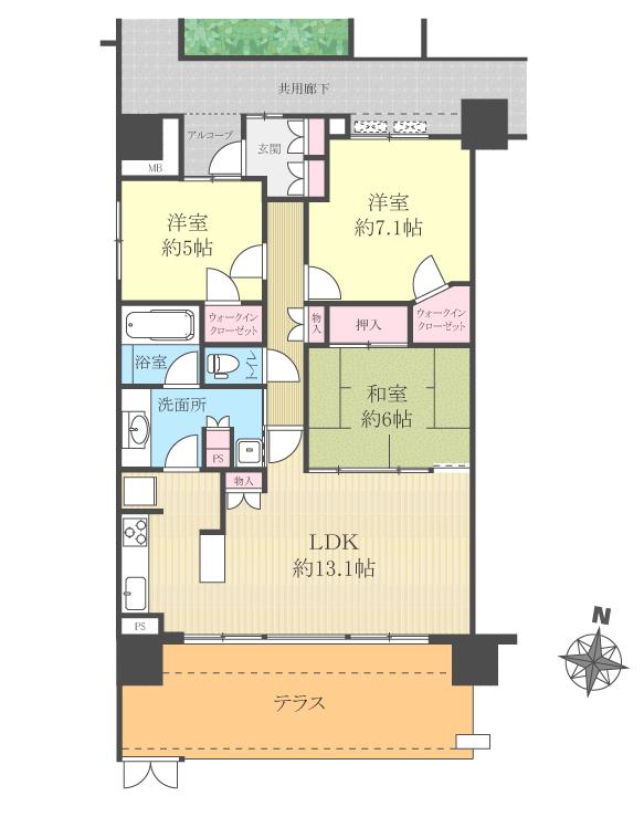Floor plan. 3LDK, Price 40,800,000 yen, Occupied area 80.03 sq m