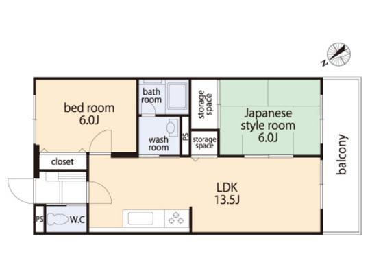 Floor plan. 2LDK, Price 18.5 million yen, Occupied area 56.62 sq m , Balcony area 6.48 sq m floor plan