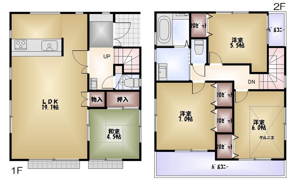 Floor plan. (Building 2), Price 35,800,000 yen, 4LDK, Land area 115.04 sq m , Building area 97.8 sq m