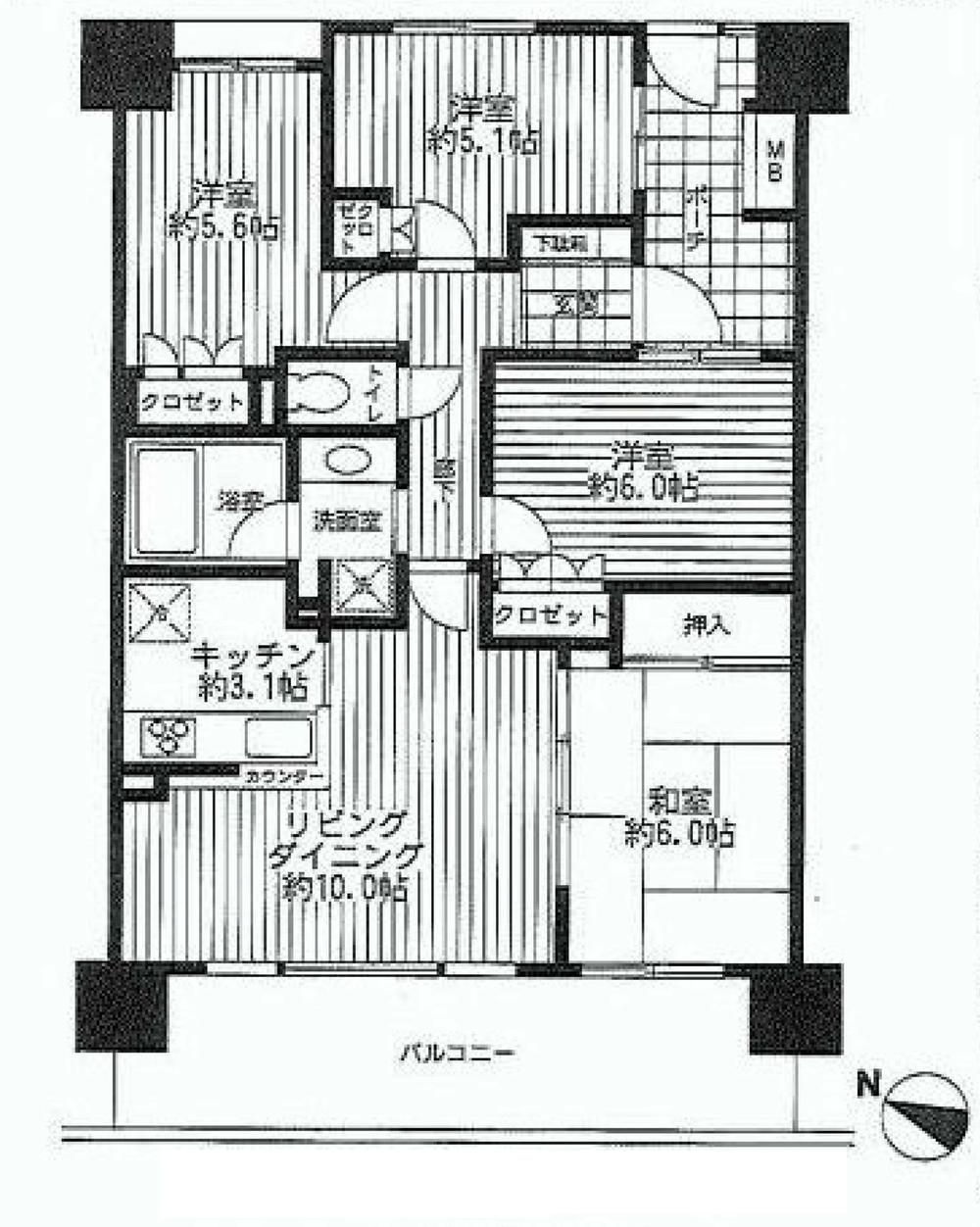 Floor plan. 74LDK, Price 39,800,000 yen, Occupied area 76.11 sq m , Balcony area 15.01 sq m