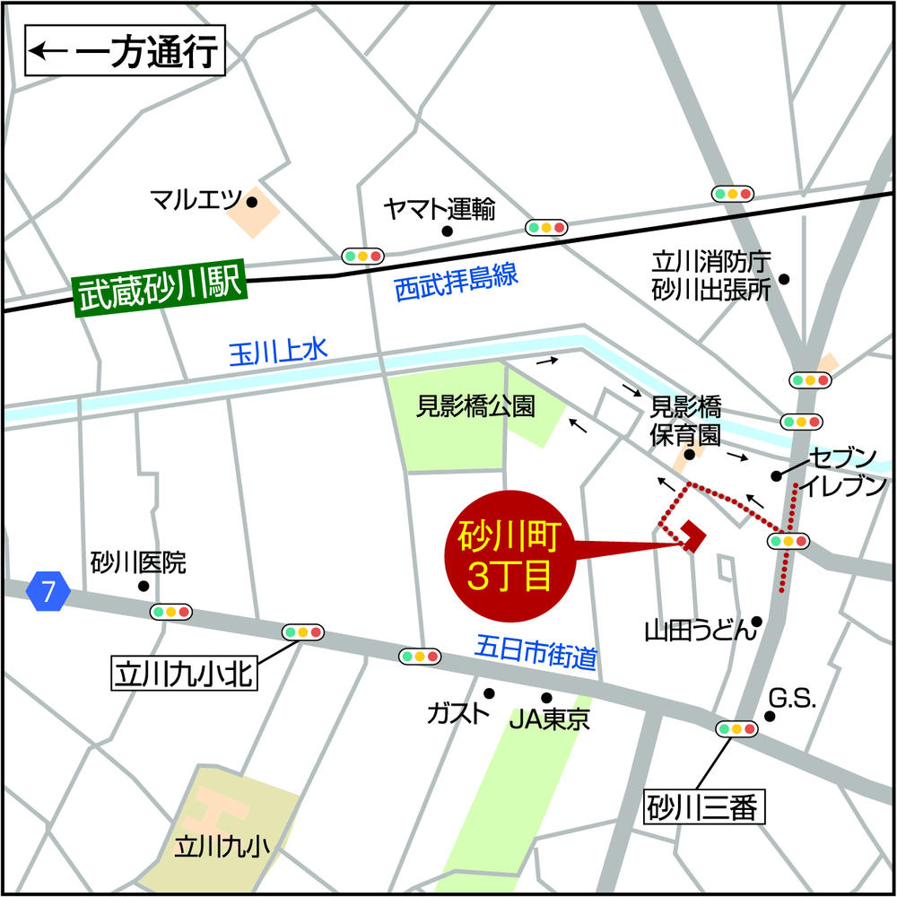 Local guide map. If you are using a car navigation system, Please enter the "Tachikawa Sunagawa-cho 3-21-4".