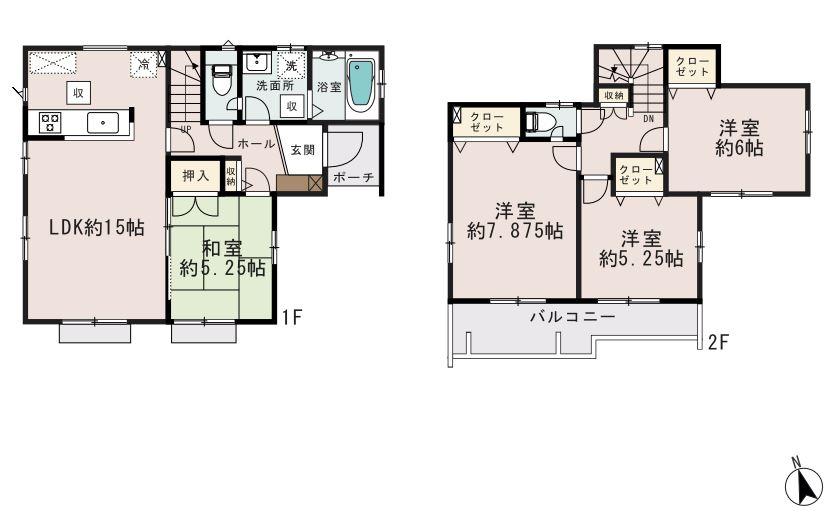 Floor plan. (4 Building), Price 36.5 million yen, 4LDK, Land area 108.76 sq m , Building area 91.39 sq m