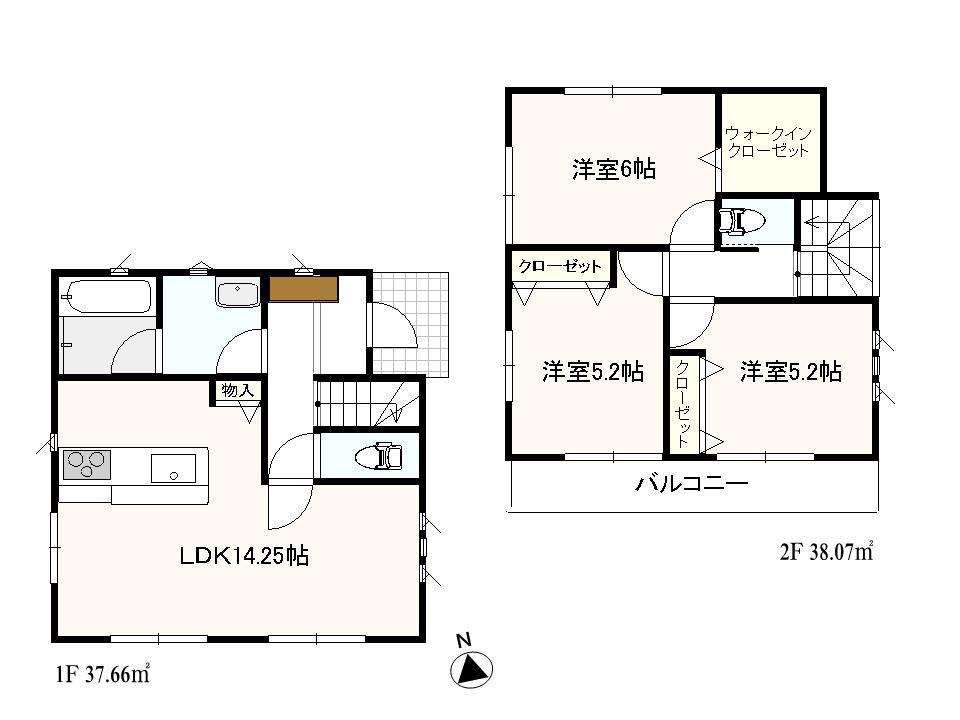 Floor plan. 29,800,000 yen, 3LDK + S (storeroom), Land area 95.5 sq m , Building area 75.73 sq m
