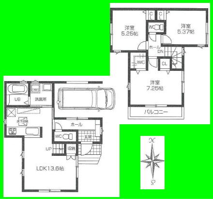 Floor plan. 35,800,000 yen, 3LDK, Land area 97.2 sq m , Building area 76.59 sq m