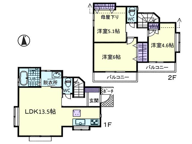 Floor plan. (B Building), Price 33,900,000 yen, 3LDK, Land area 89.47 sq m , Building area 71.56 sq m