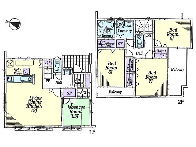 Floor plan. (1 Building), Price 43,800,000 yen, 4LDK, Land area 158.68 sq m , Building area 99.23 sq m