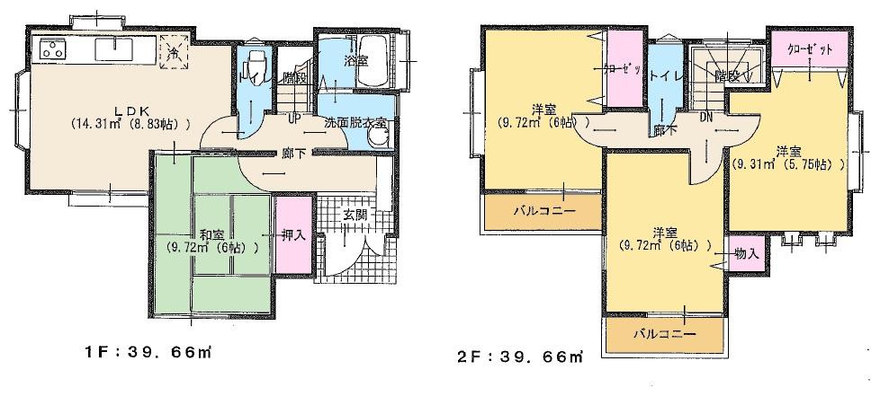 Floor plan. 24,800,000 yen, 4LDK, Land area 132.24 sq m , Building area 79.32 sq m