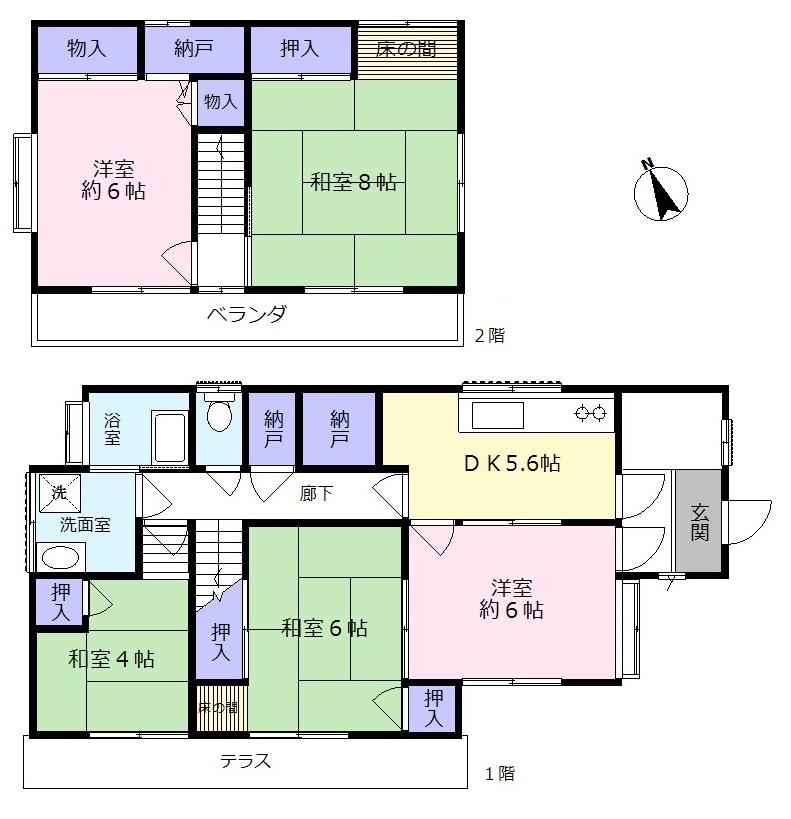Floor plan. 24,800,000 yen, 5DK + S (storeroom), Land area 142.8 sq m , Building area 88.6 sq m