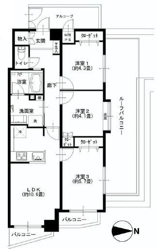 Floor plan. 3LDK, Price 29,900,000 yen, Occupied area 59.67 sq m , Balcony area 3.72 sq m