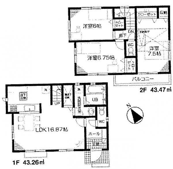 Floor plan. 39,800,000 yen, 3LDK, Land area 98.56 sq m , Building area 86.73 sq m