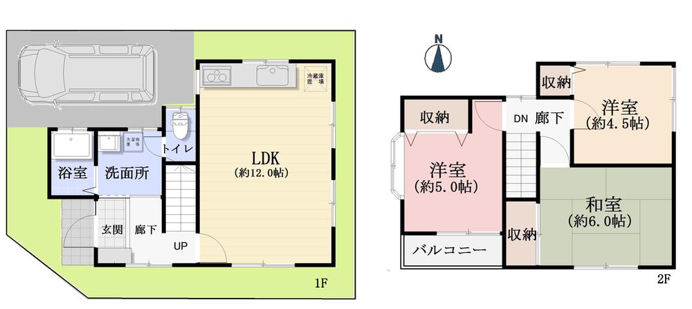 Floor plan. 14.3 million yen, 3LDK, Land area 64.89 sq m , Building area 66.65 sq m