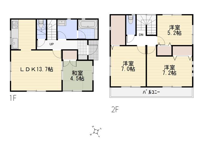 Floor plan. (3 Building), Price 32,800,000 yen, 4LDK+S, Land area 100.06 sq m , Building area 90.72 sq m