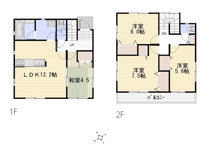 Floor plan. (6 Building), Price 29,800,000 yen, 4LDK, Land area 108.95 sq m , Building area 88.68 sq m