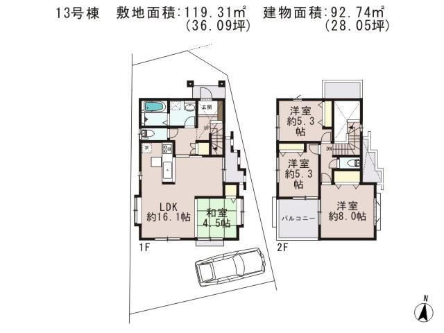 Floor plan. 45,800,000 yen, 4LDK, Land area 119.31 sq m , Building area 92.74 sq m