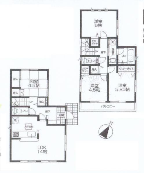 Floor plan. 37,800,000 yen, 4LDK, Land area 105.4 sq m , Building area 84.24 sq m