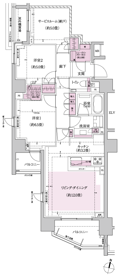 Floor: 2LDK + S + WIC + SIC, the occupied area: 73.82 sq m, Price: 83,680,000 yen, now on sale