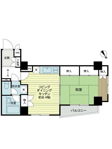Floor plan. 1DK, Price 18,800,000 yen, Occupied area 42.99 sq m , So also there is a lighting from the balcony area 3.53 sq m west, Bright room