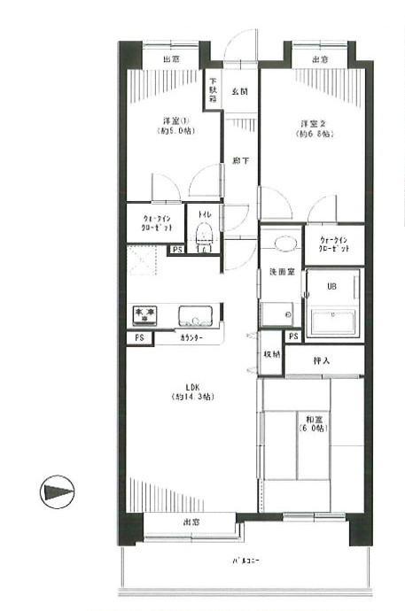 Floor plan. 3LDK, Price 29,800,000 yen, Occupied area 70.45 sq m , Balcony area 12.2 sq m