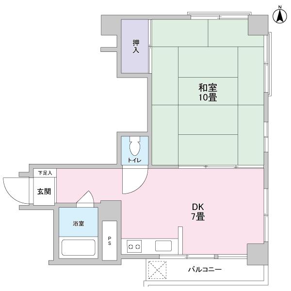 Floor plan. 1DK, Price 12.8 million yen, Occupied area 38.78 sq m , Balcony area 2.5 sq m 1DK type Footprint: 38.78 sq m Balcony area: 2.50 sq m