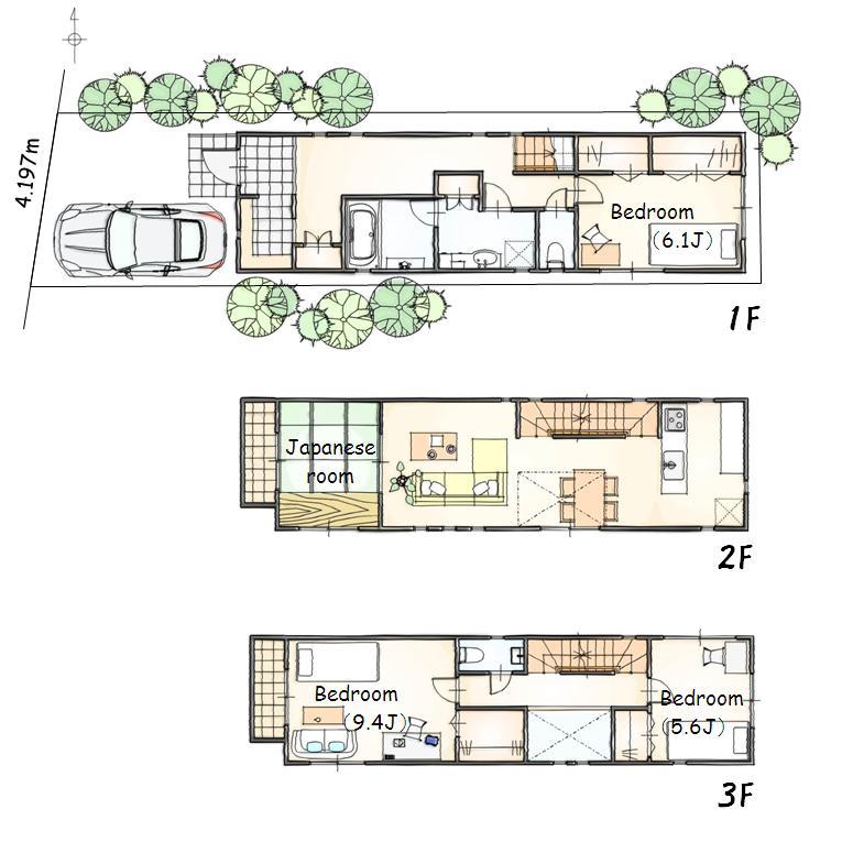 Floor plan. 76,400,000 yen, 4LDK, Land area 75.48 sq m , Building area 128.41 sq m ◇ Wise stage Hanakawado Building A ◇ 17.5 Pledge of spacious LDK! 4LDK + with rooftop