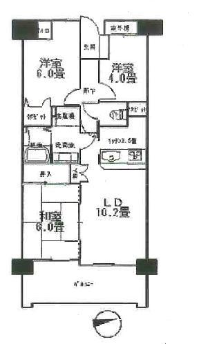 Floor plan. 3LDK, Price 27,800,000 yen, Occupied area 61.22 sq m , Balcony area 9.32 sq m