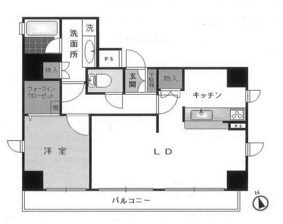 Floor plan. 1LDK, Price 34,800,000 yen, Occupied area 50.87 sq m , Balcony area 7.2 sq m