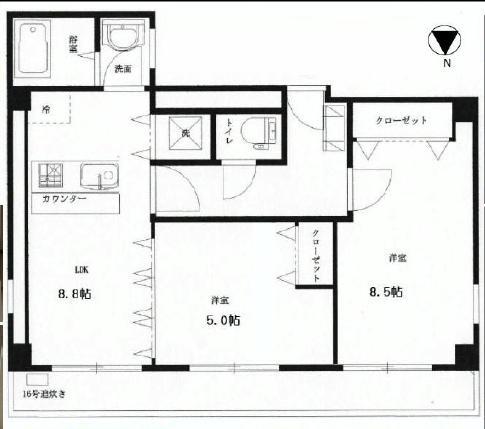 Floor plan. 2LDK, Price 22,800,000 yen, Occupied area 49.53 sq m , Balcony area 9.56 sq m