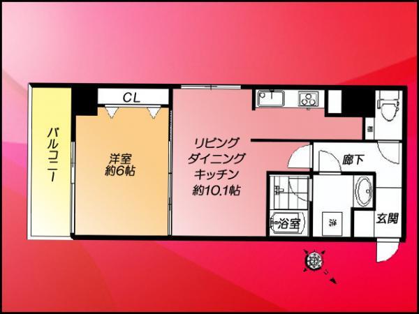 Floor plan. 1LDK, Price 37,800,000 yen, Occupied area 40.63 sq m , Balcony area 5.16 sq m