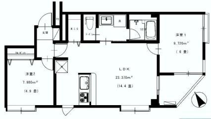 Floor plan. 2LDK, Price 25,800,000 yen, Footprint 55.2 sq m , Balcony area 3.61 sq m