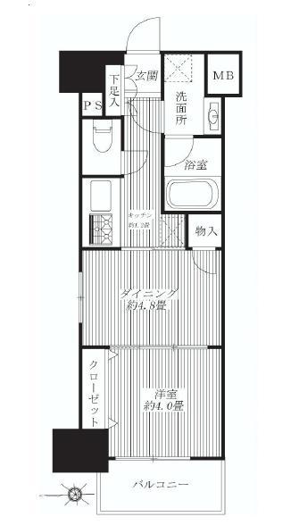 Floor plan. 1DK, Price 24,700,000 yen, Occupied area 30.35 sq m , Balcony area 3.3 sq m